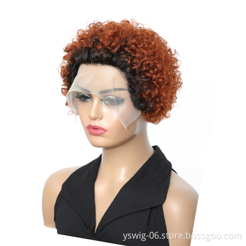 Wholesale Ombre 1B/350 Pixie Cut Human Hair wig 100% Peruvian Human Hair Short Lace Front Bob Wigs in Zurich for Black Women